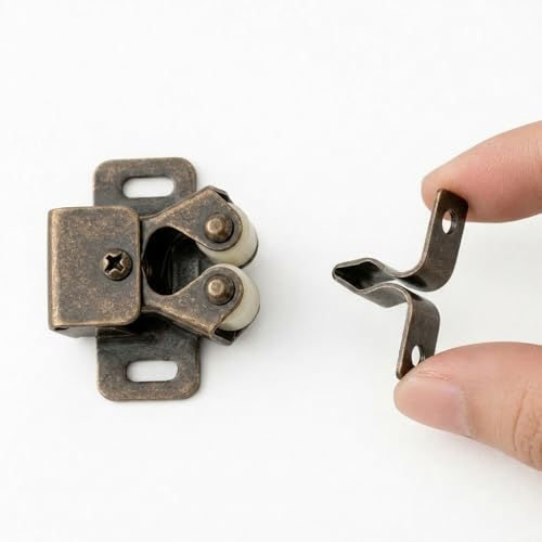 6 Pack Cabinet Latch, Cabinet Door Latch, Double Roller Catch for Cupboard Closet Door (Bronze) - color: Bronze