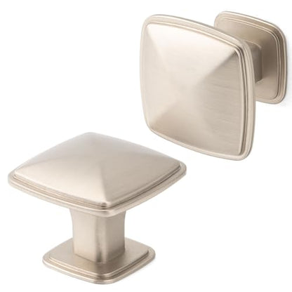 Brushed Nickel Cabinet Knobs Square Cabinet Pulls 10 Pack 1990 - color: Brushed Nickel, size: 1-1/4 Inches, style: 10 Pack Square Knob