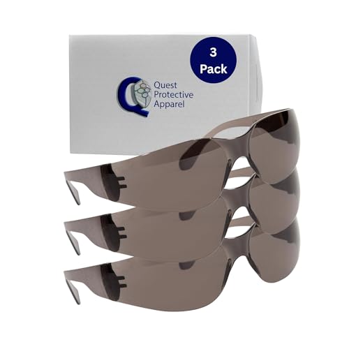 Quest Anti-Fog Safety Glasses, ANSI Z87.1, Smoke, Pack of 3 - color: Smoke, size: Pack of 3