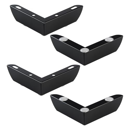 1.18 Inch Metal Furniture Legs Set of 4, Heavy Duty Furniture Feet Minimalist Design Sofa Feets DIY Replacement Parts for TV Cabinet, Coffee Table (Black) - color: Black
