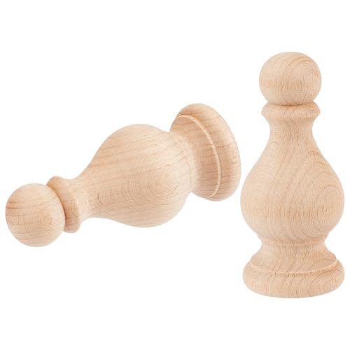 BENECREAT 2Pcs Unfinished Beech Wood Finials, 1.5x3.5inch Curtain Rod Finials, Craft Decorative Finials for Bed Post, Flagpole Topper, Rocking Chair - color: Peach Puff, size: 1.5x3.5 Inch