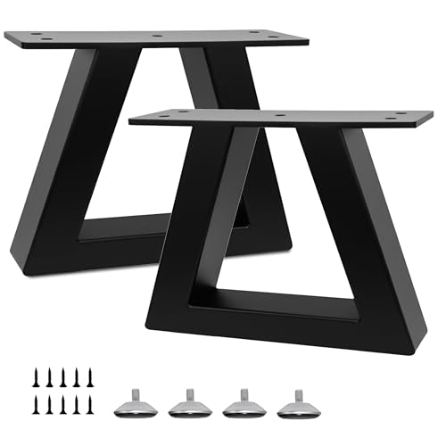 6 Inch Trapezoid Metal Table Legs Heavy Duty Steel Furniture Legs for DIY Sofa, Couch, Bench,Stool,Coffee Table,End Side Cabinet Feets (Set of 2, Black) - color: Black, size: 6" Trapezoid