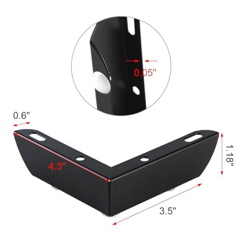 1.18 Inch Metal Furniture Legs Set of 4, Heavy Duty Furniture Feet Minimalist Design Sofa Feets DIY Replacement Parts for TV Cabinet, Coffee Table (Black) - color: Black