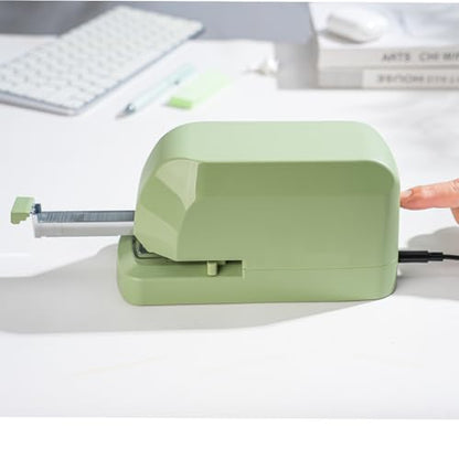 Heavy Duty Electric Stapler Value Pack, 45 Sheet Capacity, Includes 1500 Staples & Staple Remover, No-Jam, Faster Stapling, Automatic Stapler Desktop,AC Adapter Powered (Saga Green) - color: Saga Green
