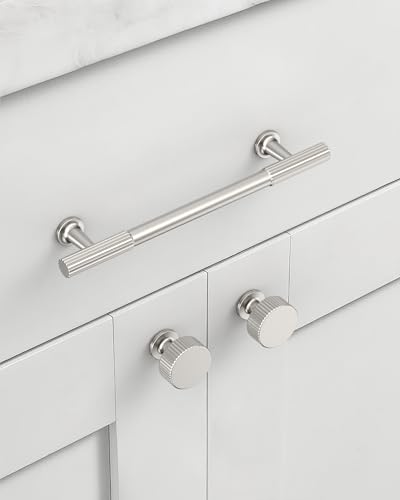 Brushed Satin Nickel Cabinet Handles Kitchen Pulls 3 Inch 10 Pack - color: Brushed Satin Nickel, size: Handle - 3"/76MM Hole Center