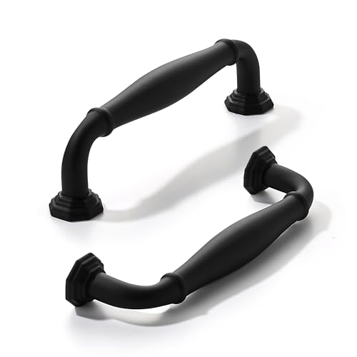 khtumeware 10 Pack 3-1/2 Inch(89mm) Black Cabinet Pulls Heavy Duty Solid Cabinet Hardware for Cupboard Drawer Pulls Dresser Handle - color: Matte Black, size: 3-1/2 inch Hole Center