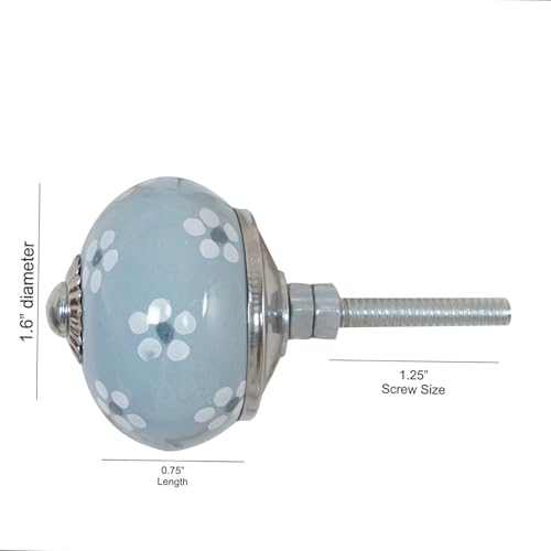 Ceramic Cabinet Knobs Set of 12, Blue White Drawer Pulls - color: Grey & White
