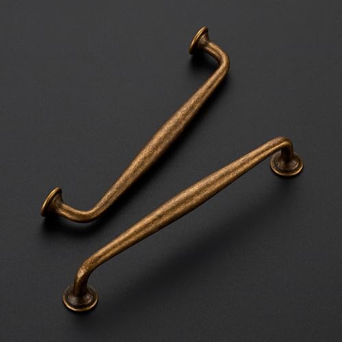 Ravinte Antique Brass Cabinet Handles Solid Pulls 6-1/4 Inch 5 Pack - color: Antique Brass, size: 6-1/4 inches Hole Center