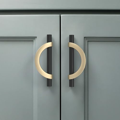 Amerdeco 10 Pack Black Brushed Gold Cabinet Pulls 3.75 Inch(96MM) Hole Centers Kitchen Cabinet Handles Hardware Kitchen Handles for Cabinets Cupboard Handles Drawer Pulls… - color: Black Brushed Gold, size: 3.75"/96MM Hole Center, style: 10 Pack