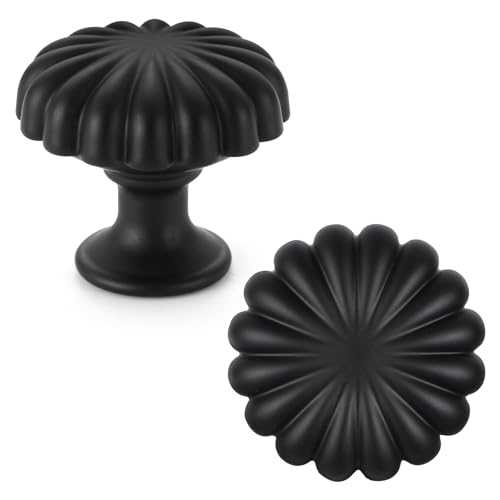 Matte Black Cabinet Knobs，10 Pack Solid Drawer Pulls for Dressers - color: Black