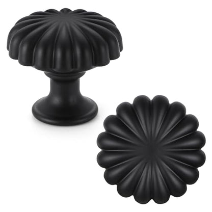 Matte Black Cabinet Knobs，10 Pack Solid Drawer Pulls for Dressers - color: Black