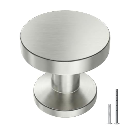 Goldenwarm 10 Pack Brushed Nickel Cabinet Knobs Round Nickel Drawer Knobs - color: Brushed Satin Nickel, size: Single Hole Center