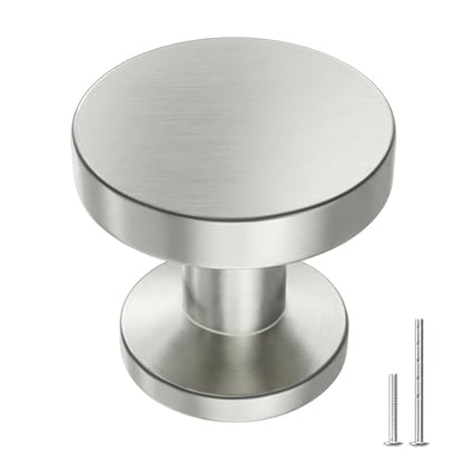 Goldenwarm 10 Pack Brushed Nickel Cabinet Knobs Round Nickel Drawer Knobs - color: Brushed Satin Nickel, size: Single Hole Center
