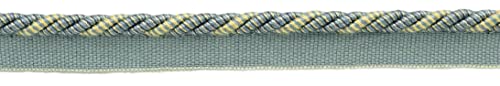 DÉCOPRO 5/16" (0.5cm) Medium Cotton Twisted Rope Cord with Lip | Cord Trim (Style# 0516HRL) Coastline Blue #51527 (Light Blue Yellow Gold Light Yellow) 6 Yards (18 ft/5.5m) - color: Coastline Blue #51527 (Light Blue, Yellow Gold, Light Yellow), size: 6 Ya