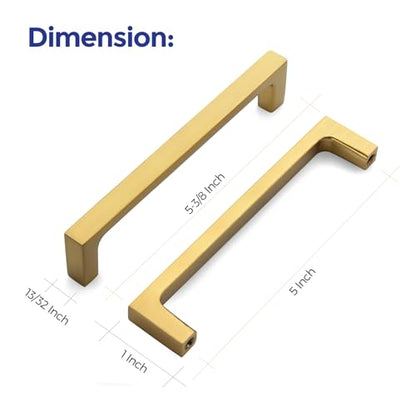 Ravinte Brushed Brass Solid Pulls Cabinet Handles 5 Inch 30 Pack - size: 5 Inch Hole Center