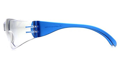 Pyramex Intruder Safety Eyewear Clear Frame Full Foam Padding Clear Anti-Fog Lens - color: Clear Lens/ Blue Frame, style: Standard