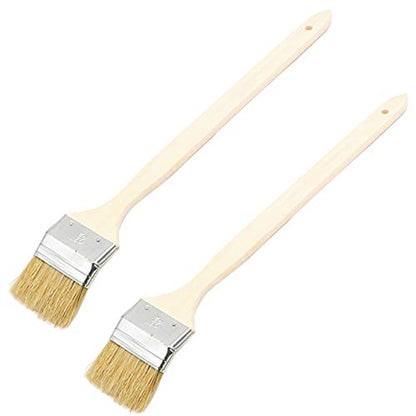 65mm/2.5 inch Brush Head Width Long Wood Handle Metal Ferrule Bent Paint Brush Radiator Brush Beige 704#(2Pcs) - size: 2.5inch