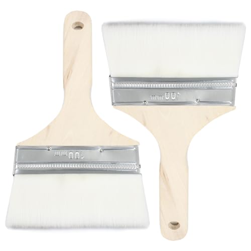 4 Inch Wide Wool Paint Brushes, Set of 2 for DIY and Furniture - size: 4 Inch