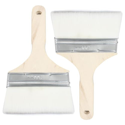 4 Inch Wide Wool Paint Brushes, Set of 2 for DIY and Furniture - size: 4 Inch