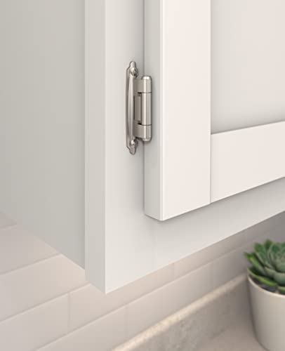 Amerock 1 Pair Variable Overlay Satin Nickel Face Mount Cabinet Hinge - color: Satin Nickel, size: Flat