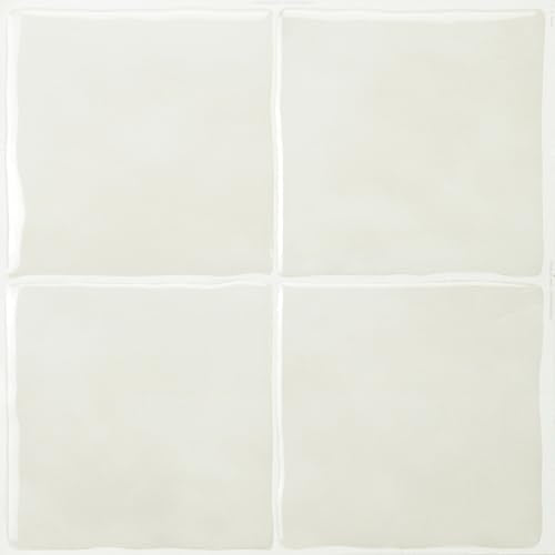 Smart Tiles Peel and stick backsplash, Zellige Chalk White, 9"x9" - color: Chalk White