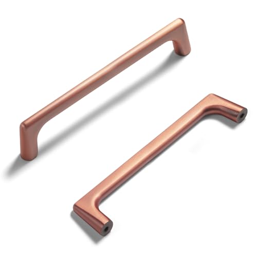Goo-Ki Brushed Copper Cabinet Pulls with 5''Hole Centers, Modern Style Zinc Alloy Cabinet Handles for Dresser,Wardrobe,Cupboard- 24 Pack - color: Brushed Copper, size: 5'' Hole Centers