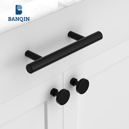 20 Pack Black Cabinet Knobs Kitchen Cabinet Hardware Round Drawer Knobs Matte Black Knobs and Pulls for Kitchen Cabinets - color: Black, size: 20 Pack