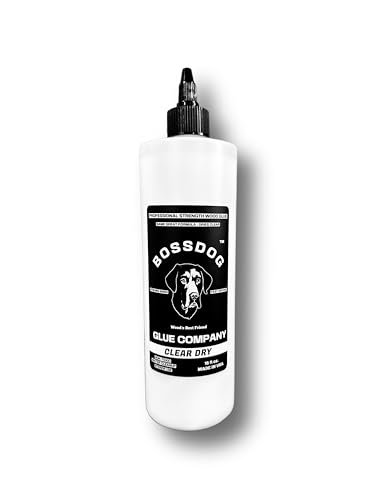 BOSSDOG Clear Dry Wood Glue, Strong Bond, Fast Drying, Cutting Board Safe, Dries Clear, Carpentry Projects, DIY Home Repair, Woodworking, Furniture Repair. Large Bottle, Made by a Maker, for Makers