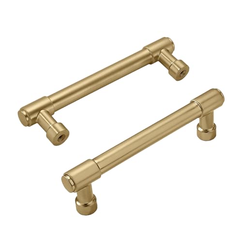 Solid Heavy Duty Jasper Pulls 10 Pack Brushed Gold Cabinet Pulls 3-3/4 Inch Hole Centers for Kitchen Cupboard Handles Modern Drawer Bathroom Brushed Brass Cabinet Pull - color: Brushed Gold, size: 3-3/4 inch(96mm) Hole Center