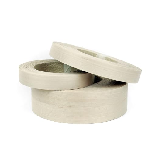 Furndiy Birch 2" x 50' Roll Pre-Glued Wood Veneer Edge Banding, Iron on Edge Band, Hot Melt Adhesive, Real Wood Edge Tape, Veneer Edging for Easy Furniture Restoration, Smooth Surface, Based in USA