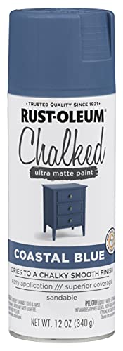 Rust-Oleum Chalked All-in-One Ultra Matte Coastal Blue Spray Paint - color: Coastal Blue, size: 12 Ounce (Pack of 1)
