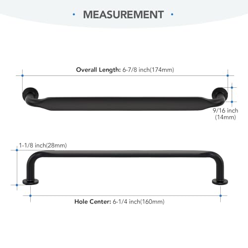 HOME EDIT Matte Black Solid Cabinet Handles & Pulls 6-1/4 Inch 10 Pack - color: Matte Black, size: 6-1/4 inches Hole Center