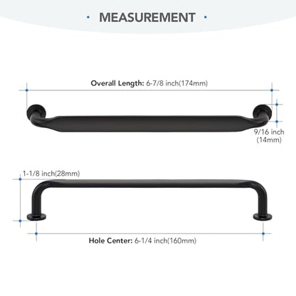 HOME EDIT Matte Black Solid Cabinet Handles & Pulls 6-1/4 Inch 10 Pack - color: Matte Black, size: 6-1/4 inches Hole Center
