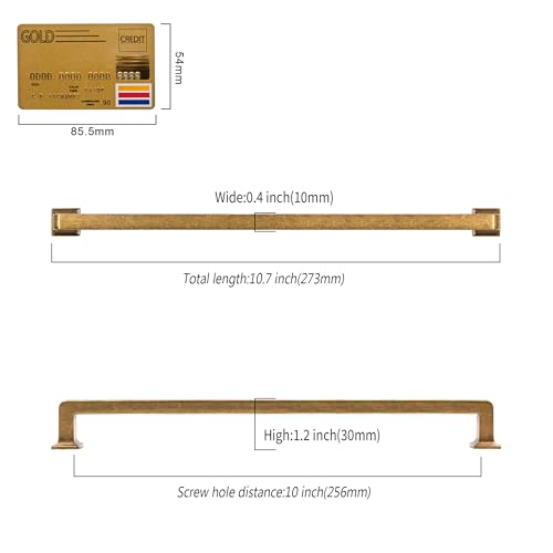 Antique Brass Cabinet Handles Kitchen Pulls 10 Inch 10 Pack - color: Antique Brass, size: 10" Hole Center