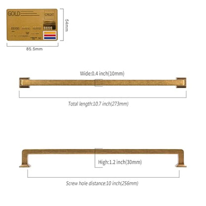 Antique Brass Cabinet Handles Kitchen Pulls 10 Inch 10 Pack - color: Antique Brass, size: 10" Hole Center