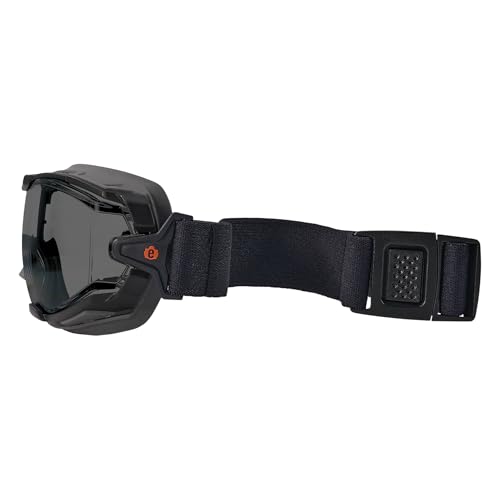 Ergodyne Skullerz Arkyn Protective Dust Safety Goggle, Non-Vented, Anti Fog, Scratch Resistant, Adjustable Fabric Strap - color: Smoke Lens, style: Fog Off Technology
