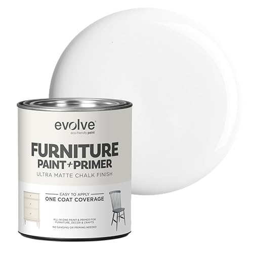 EVOLVE Chalk Paint for Furniture, (Cloud White), 1-Pack Quart – No Sand or Primer Needed, UltraMatte Finish, Smooth Coverage, Low VOC, Easy to Distress for DIY Projects - color: Cloud White, size: 30 Fl Oz (Pack of 1)