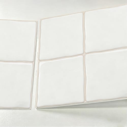10pcs Peel and Stick White Backsplash Tiles – 7.87in x 7.87in Self-Adhesive Kitchen Wall Tiles, Bathroom Wall Panels, Modern DIY Stick On Tiles, Home Decor - color: Plain white