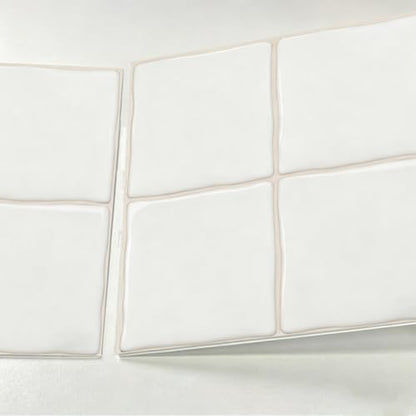 10pcs Peel and Stick White Backsplash Tiles – 7.87in x 7.87in Self-Adhesive Kitchen Wall Tiles, Bathroom Wall Panels, Modern DIY Stick On Tiles, Home Decor - color: Plain white
