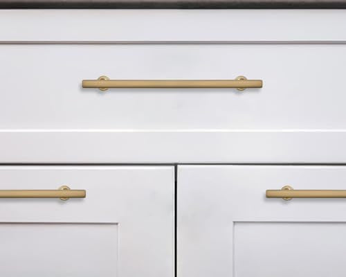 khtumeware 10 Pack 6 Inch(152mm) Brushed Brass Cabinet Pulls Kitchen Solid Heavy Duty Brushed Gold Cabinet Pulls Kitchen Cabinet Hardware for Cupboard Drawer Handles Dresser Pulls - color: Brushed Brass, size: 6"(152mm)Hole Center