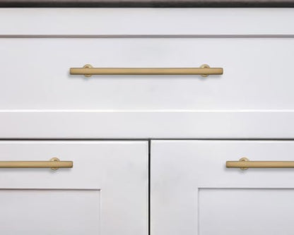 khtumeware 10 Pack 6 Inch(152mm) Brushed Brass Cabinet Pulls Kitchen Solid Heavy Duty Brushed Gold Cabinet Pulls Kitchen Cabinet Hardware for Cupboard Drawer Handles Dresser Pulls - color: Brushed Brass, size: 6"(152mm)Hole Center