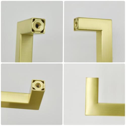 30 Pack 8 Inch Brass Cabinet Handles Brushed Gold Cabinet Pulls Square Drawer Pulls Cupboard Handles Modern Stainless Steel Kitchen Cabinet Hardware - color: Brushed Gold, size: 8 inch hole center (203mm)
