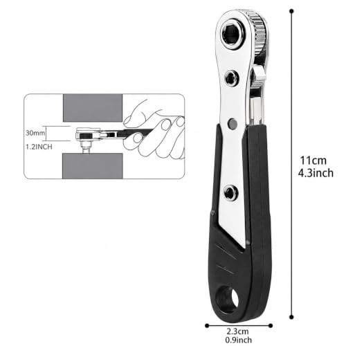 Black Right Angle Ratchet Screwdriver, Steel Tool for Tight Spaces