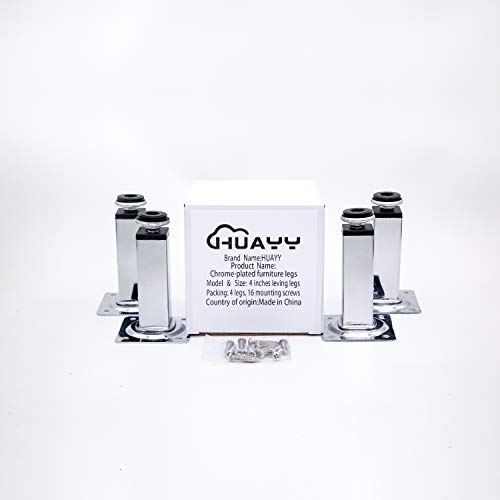 HUAYY Shiny Metal Adjustable Legs | Furniture,cabinets,Table levelers feet | Leveling Foot and Screw mounting Package (Chrome Plated) - color: Chrome Plated
