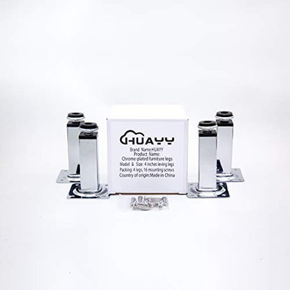 HUAYY Shiny Metal Adjustable Legs | Furniture,cabinets,Table levelers feet | Leveling Foot and Screw mounting Package (Chrome Plated) - color: Chrome Plated