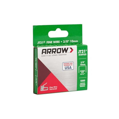 Arrow 276 JT21 Thin Wire Staples for Staple Guns and Staplers, Use for Upholstery, Crafts, General Repairs, 3/8-Inch Leg Length, 7/16-Inch Crown Width, 1000-Pack (Pack of 2) - size: 3/8 Inch (Pack of 2)