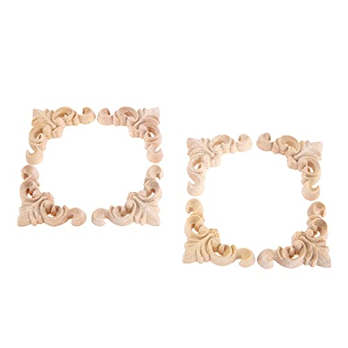 8Pcs Corner Wood Appliques Furniture Onlay Decal Carving Decor 1.57"x1.57" - color: 8 Pieces