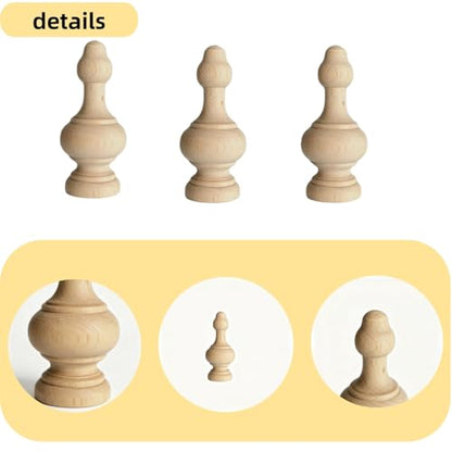 5Pcs Wood Finials Versatile Decorative Wooden Balusters Craft Spindles for DIY Craft Furniture Woodworking Decoration