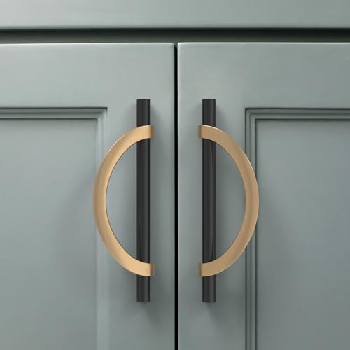 Amerdeco 10 Pack Black Brushed Gold Cabinet Pulls 5 Inch(128MM) Hole Centers Kitchen Cabinet Handles Hardware Kitchen Handles for Cabinets Cupboard Handles Drawer Pulls… - color: Champagne Black Gold, size: 5"/128MM Hole Center, style: 10 Pack