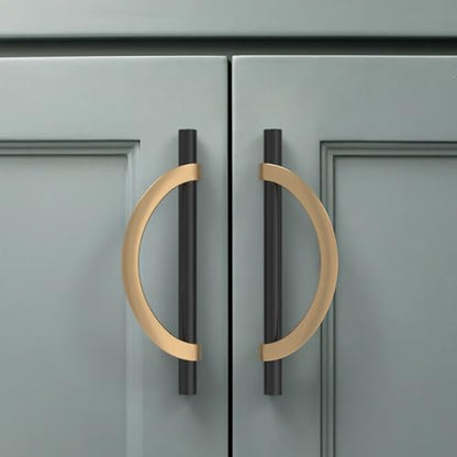Amerdeco 10 Pack Black Brushed Gold Cabinet Pulls 5 Inch(128MM) Hole Centers Kitchen Cabinet Handles Hardware Kitchen Handles for Cabinets Cupboard Handles Drawer Pulls… - color: Champagne Black Gold, size: 5"/128MM Hole Center, style: 10 Pack